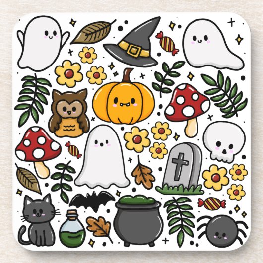 Almofada com estampa fofa de Halloween コースター (正面)