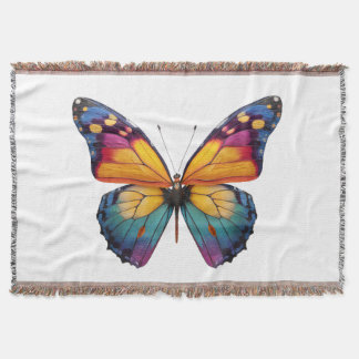 Almofada com um desenho de uma Borboleta colorida. スローブランケット