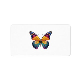 Almofada com um desenho de uma Borboleta colorida. ラベル