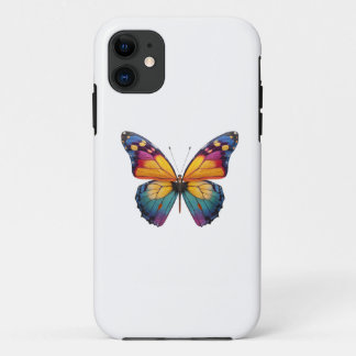 Almofada com um desenho de uma Borboleta colorida. iPhone 11 ケース