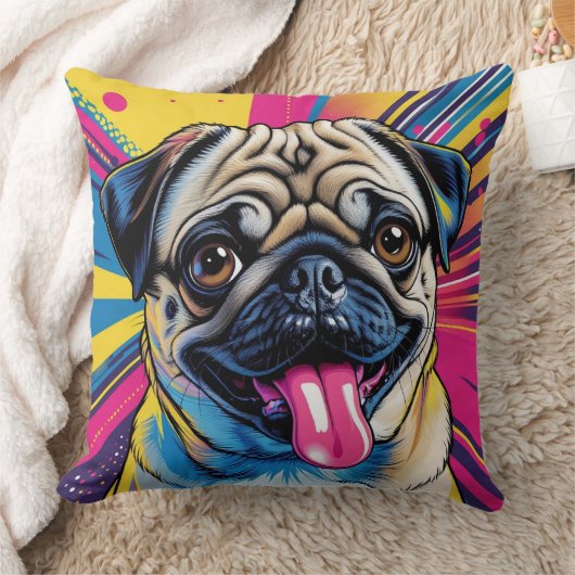 Almofada em Pop Art de Pug 01  クッション (ブランケット)