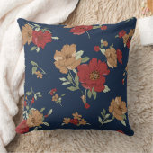 Almofada Estampa floral fundo azul marinho  クッション (ブランケット)