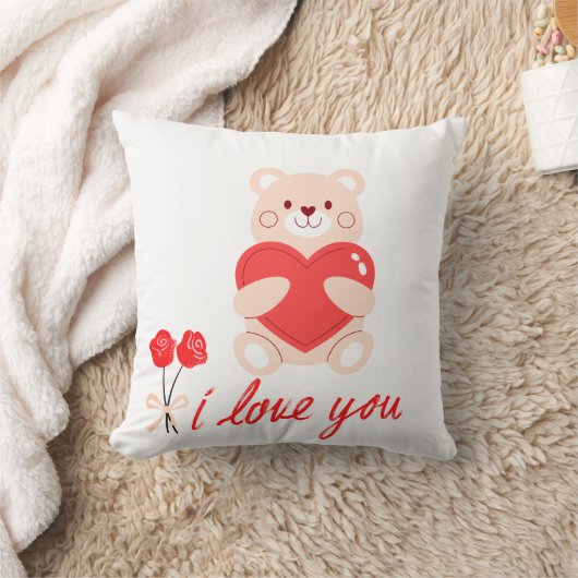 almofada estampada urso com coração romântico クッション (ブランケット)