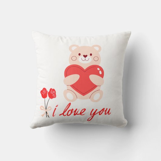 almofada estampada urso com coração romântico クッション (裏面)