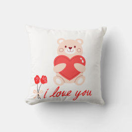 almofada estampada urso com coração romântico クッション