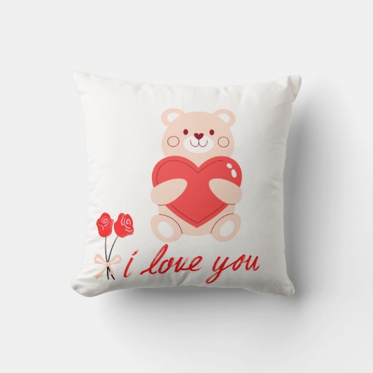 almofada estampada urso com coração romântico クッション (正面)