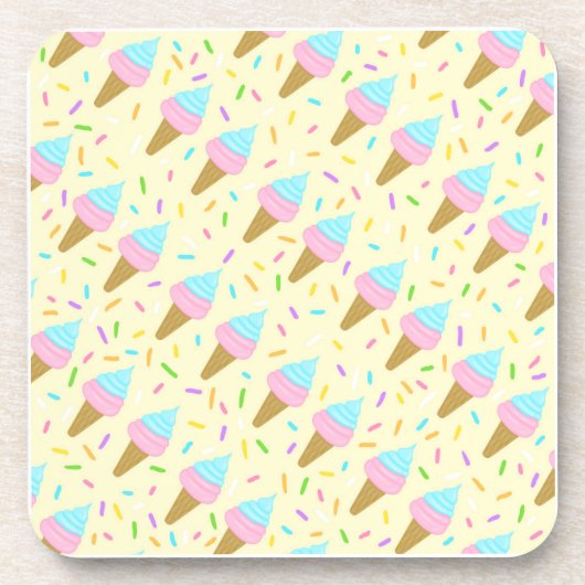 Almofada fofa com estampa contínua de sorvetes コースター (正面)