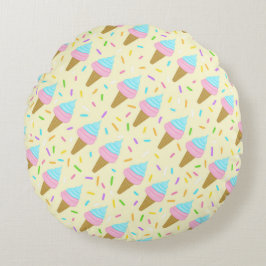 Almofada fofa com estampa contínua de sorvetes ラウンドクッション