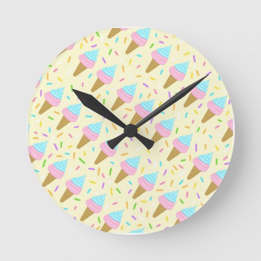 Almofada fofa com estampa contínua de sorvetes ラウンド壁時計 (正面)