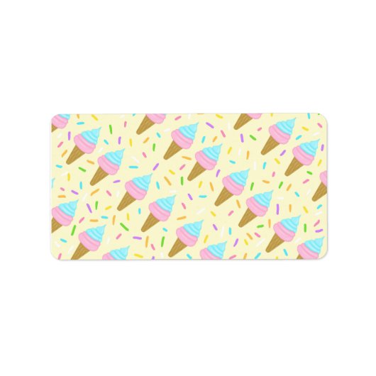 Almofada fofa com estampa contínua de sorvetes ラベル (正面)