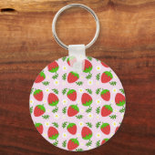 Almofada fofa design contínuo morangos fundo rosa キーホルダー (正面)
