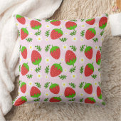 Almofada fofa design contínuo morangos fundo rosa クッション (ブランケット)