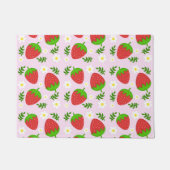 Almofada fofa design contínuo morangos fundo rosa ドアマット (正面)