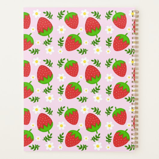 Almofada fofa design contínuo morangos fundo rosa プランナー手帳 (裏面)