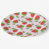 Almofada fofa design contínuo morangos fundo rosa ペーパープレート (アングル)