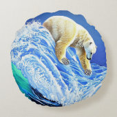 Almofada Image: Polar bear in the sea. ラウンドクッション (裏面)