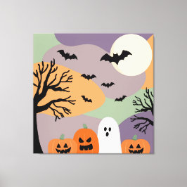 Almofada noite de halloween abóboras e fantasmas キャンバスプリント