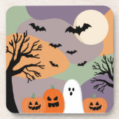 Almofada noite de halloween abóboras e fantasmas コースター (正面)