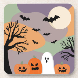 Almofada noite de halloween abóboras e fantasmas コースター