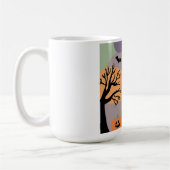 Almofada noite de halloween abóboras e fantasmas コーヒーマグカップ (左)