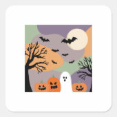 Almofada noite de halloween abóboras e fantasmas スクエアシール (正面)