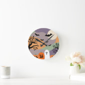 Almofada noite de halloween abóboras e fantasmas ラウンド壁時計 (ホーム)