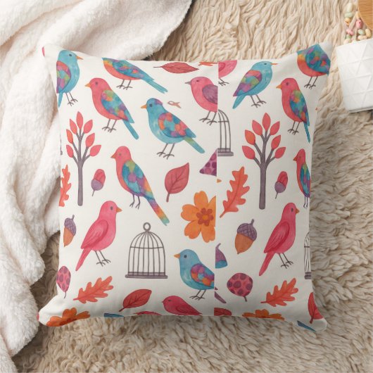 Almofada Pássaros e Flores DESING クッション (ブランケット)