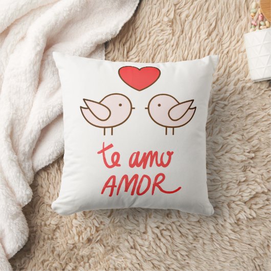 almofada pássaros romântico com coração クッション (ブランケット)
