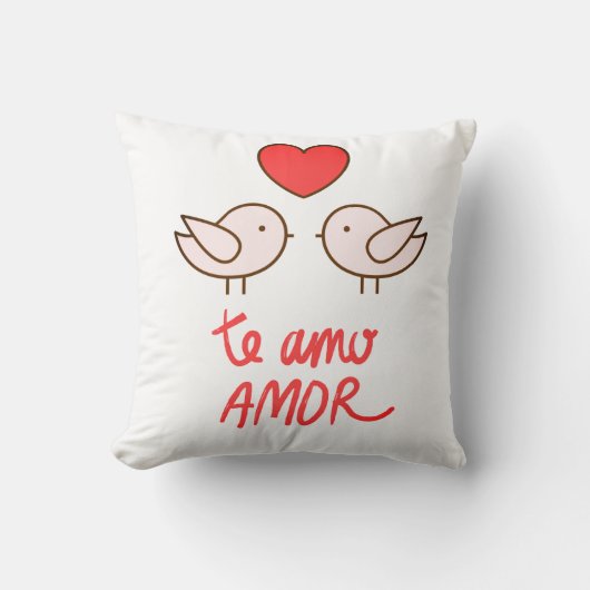 almofada pássaros romântico com coração クッション (正面)