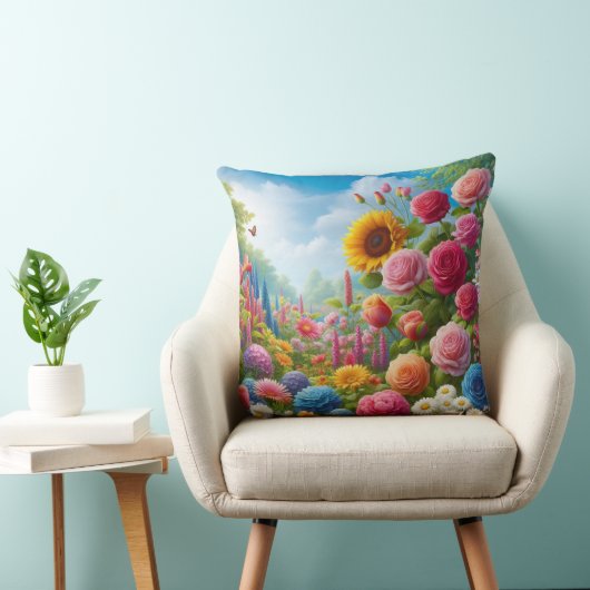 almofada quadrada estampa de rosas クッション (椅子)