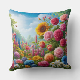 almofada quadrada estampa de rosas クッション