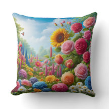 almofada quadrada estampa de rosas