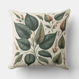 almofada quadrada estampada com folhas  クッション