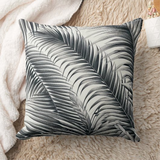 almofada quadrada estampada folha de coqueiro クッション (ブランケット)