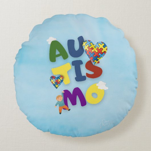 Almofada Redonda Mãe de Autista ラウンドクッション (正面)