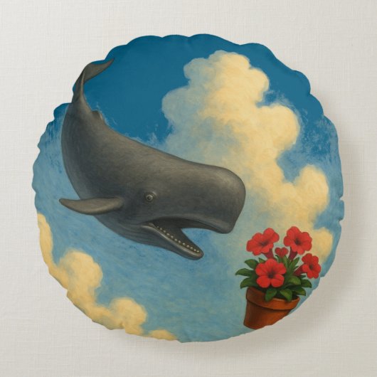 Almofada Redonda Whale & Bowl Of Petunias ラウンドクッション (正面)