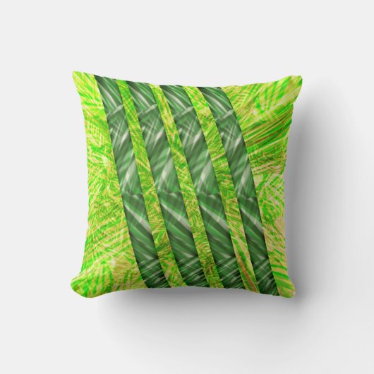 Almofada verde riscada, desenho de faixa ou fitas クッション (正面)