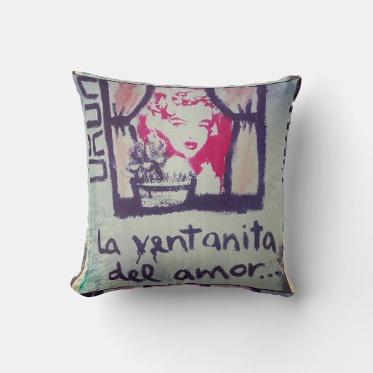 Almohada street art la ventanita del amor クッション (正面)