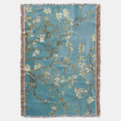  Almond Blossom Floral Boho Blue Classic Art スローブランケット (正面縦)