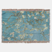  Almond Blossom Floral Boho Blue Classic Art スローブランケット (正面)