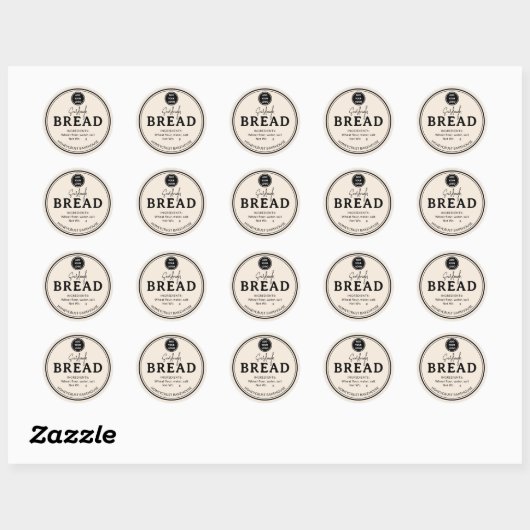 Almond Cream Bakery Sourdough Bread Label Sticker ラウンドシール (シート)