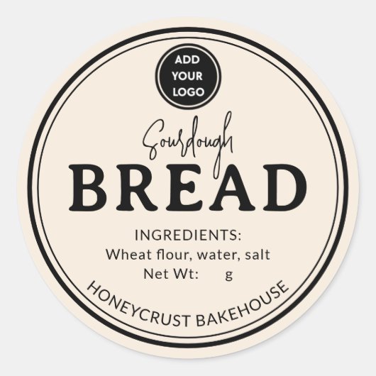 Almond Cream Bakery Sourdough Bread Label Sticker ラウンドシール (正面)