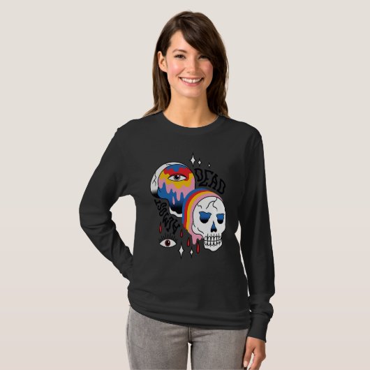 Almost Dead Weird Bizarre Skull Rainbow Tシャツ (正面フル)
