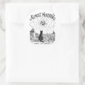 Almost Morning Black Cat Coffee Rooftop Art ラウンドシール (バッグ)