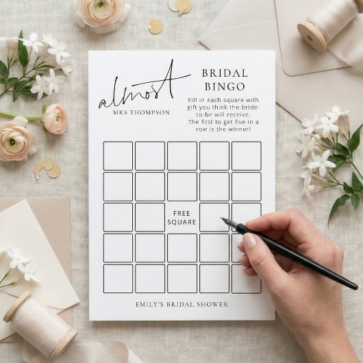 Almost Mrs Bingo Bridal Shower Game Card 招待状