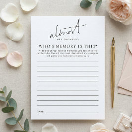 Almost Mrs Whose Memory with Bride Game Card 招待状