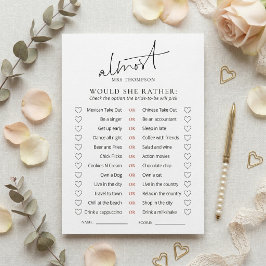 Almost Mrs Would She Rather Game Card 招待状