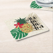 ALO-HO-HAハワイアン熱帯パイナップル飲料 スクエアペーパーコースター (アングル)