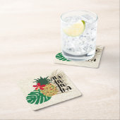 ALO-HO-HAハワイアン熱帯性パイナップル スクエアペーパーコースター (インサイチュ)