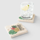 ALO-HO-HAハワイアン熱帯性パイナップル ストーンコースター (横)
